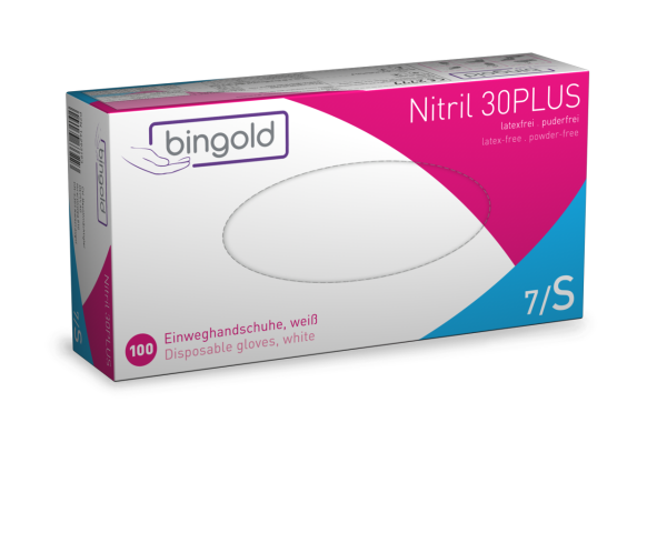 Bingold Nitril 30Plus wei&szlig; Gr. S 100 St&uuml;ck