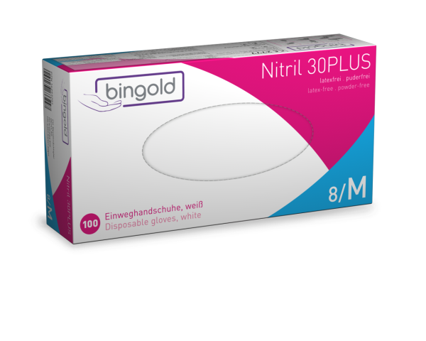 Bingold Nitril 30Plus wei&szlig; Gr. M 100 St&uuml;ck