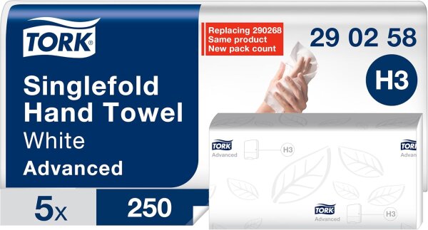 Tork Advanced Papierhandt&uuml;cher H3 2-lagig wei&szlig; 5x250 Blatt