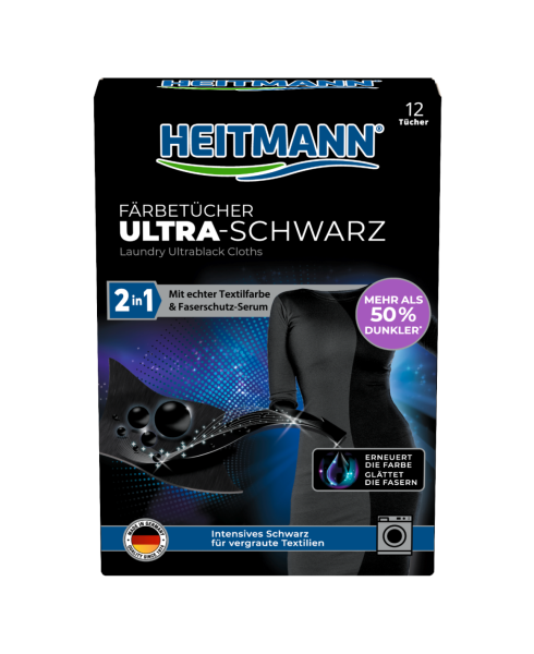 Heitmann 2 in 1 F&auml;rbet&uuml;cher Ultra-Schwarz 12 St&uuml;ck