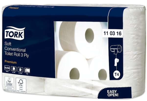 Tork Premium Toilettenpapier hochwei&szlig; 3-lg. 72R./250Bl.