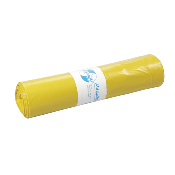 Deiss PREMIUM M&uuml;lls&auml;cke gelb, 60 my, 120 Liter, 700 x 1100 mm, 10x 25 S&auml;cke