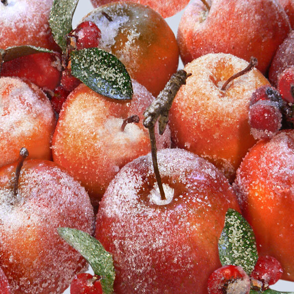 Serviette 25x25 3lg 1/4-Falz 20 St&uuml;ck mit Motiv Weihnachts&auml;pfel