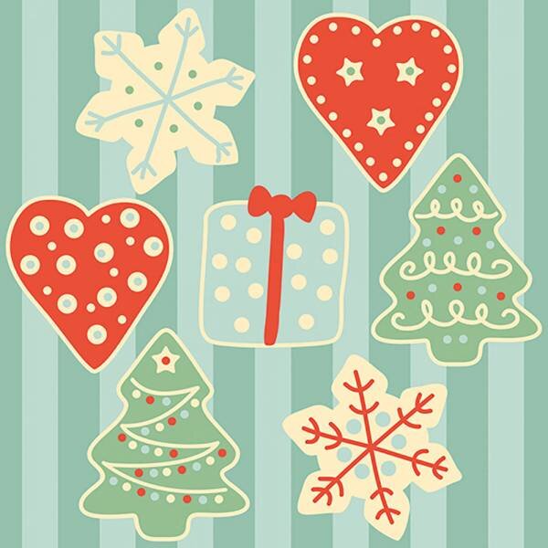 Serviette 33x33 3lg 1/4-Falz 20 St&uuml;ck mit Motiv Jolly Christmas