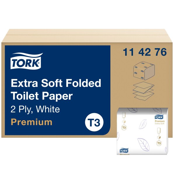 Tork 114276 Premium extra weiches Einzelblatt-Toilettenpapier Wei&szlig; T3, 30x 252 Blatt, 2-lagig