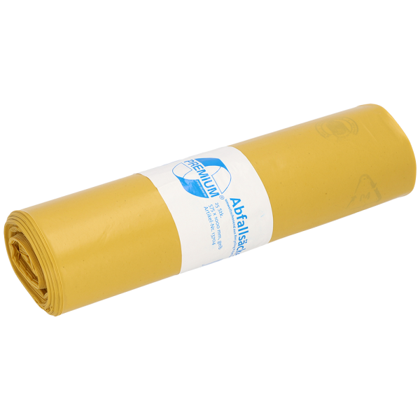 Deiss PREMIUM M&uuml;lls&auml;cke gelb, Typ 60, 70 Liter, 575 x 1000 mm, 25 S&auml;cke