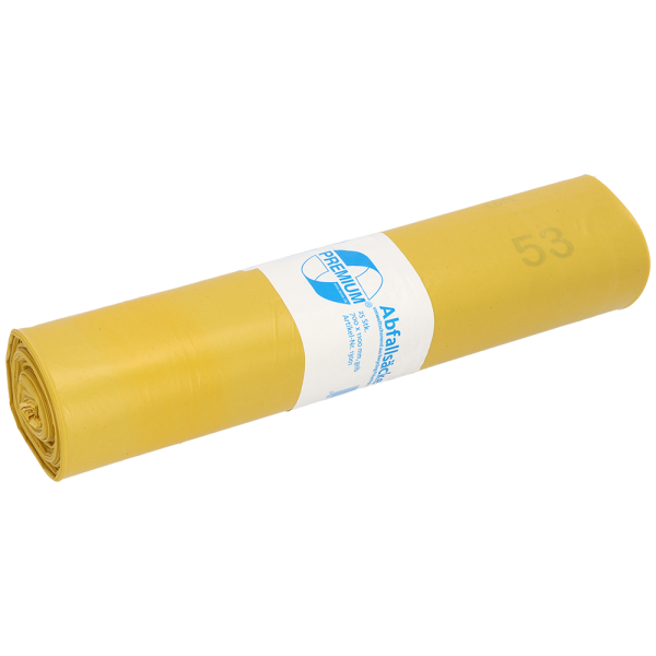 Deiss PREMIUM M&uuml;lls&auml;cke gelb, Typ 60, 120 Liter, 700 x 1100 mm, 25 S&auml;cke