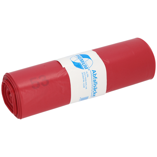 Deiss PREMIUM M&uuml;lls&auml;cke rot, 60 my, 70 Liter, 575 x 1000 mm, 25 S&auml;cke