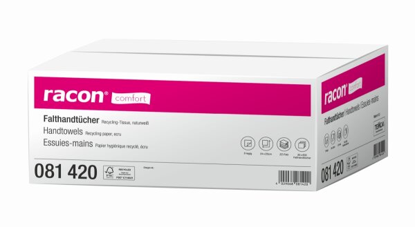 TEMCA racon comfort Falthandt&uuml;cher 24x23cm ZZ-Falz naturwei&szlig; 2-lagig 4000 Blatt
