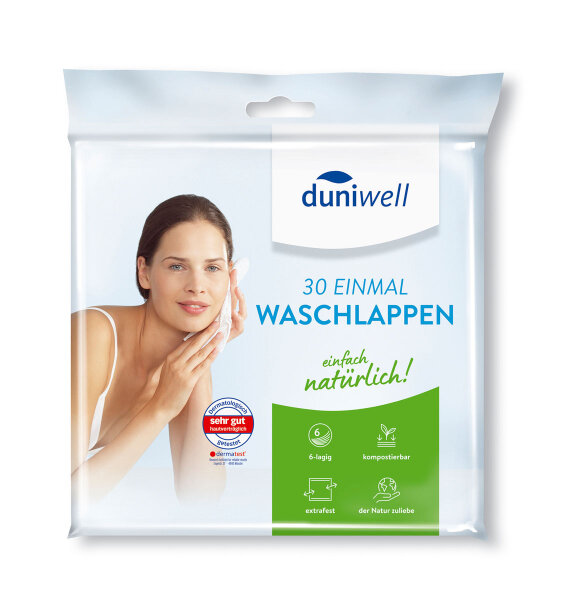 Duniwell 30 Einmal Waschlappen wei&szlig; 20x20cm, 6-lagig