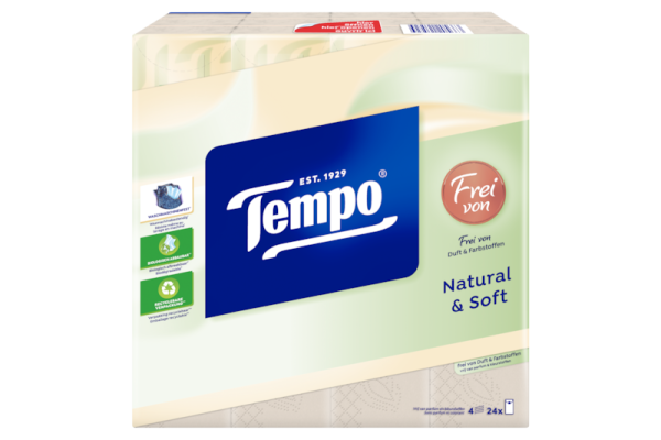 Tempo Taschent&uuml;cher natural & soft 24 x 9 St&uuml;ck