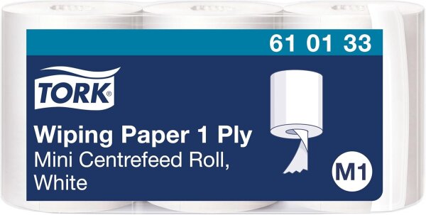 Tork 610133 Mehrzweck Papierwischt&uuml;cher M1 - 1-lagiges stabiles Papier in Wei&szlig; - 3x 120m